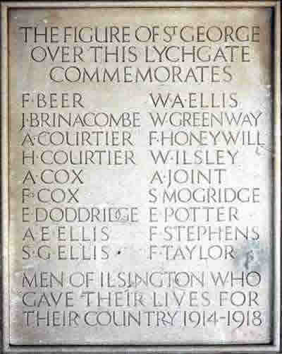 Ilsington - the 1914 - 1918 War Memorial