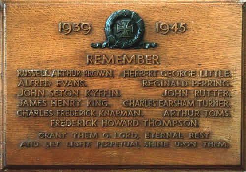 The 1939 War mermorial in Kingswear church