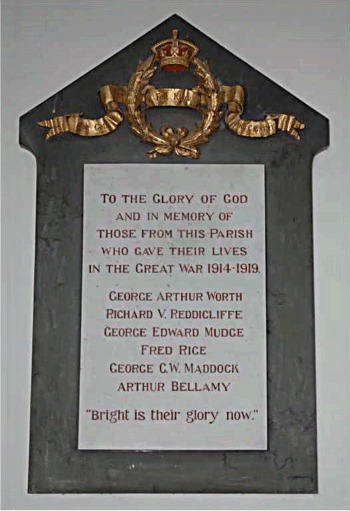 The 1914 - 1918 War Memorial in St. Peter's Church, Peter Tavy